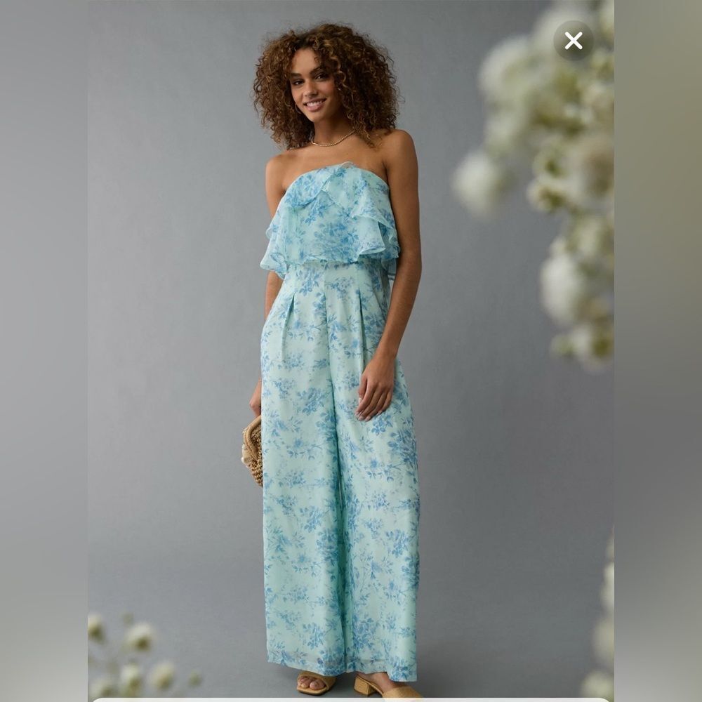 American Eagle Outfitters Strapless Ruffle Jumpsuit in size XL